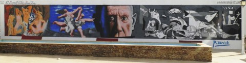 Realización de un murar artistico para decorar la plaza de Pablo Picasso en Carboneras